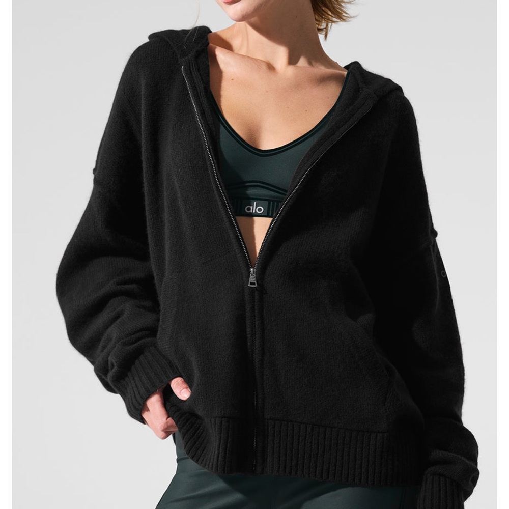 Alo - Wool Cashmere New Class Full Zip Hoodie - Black